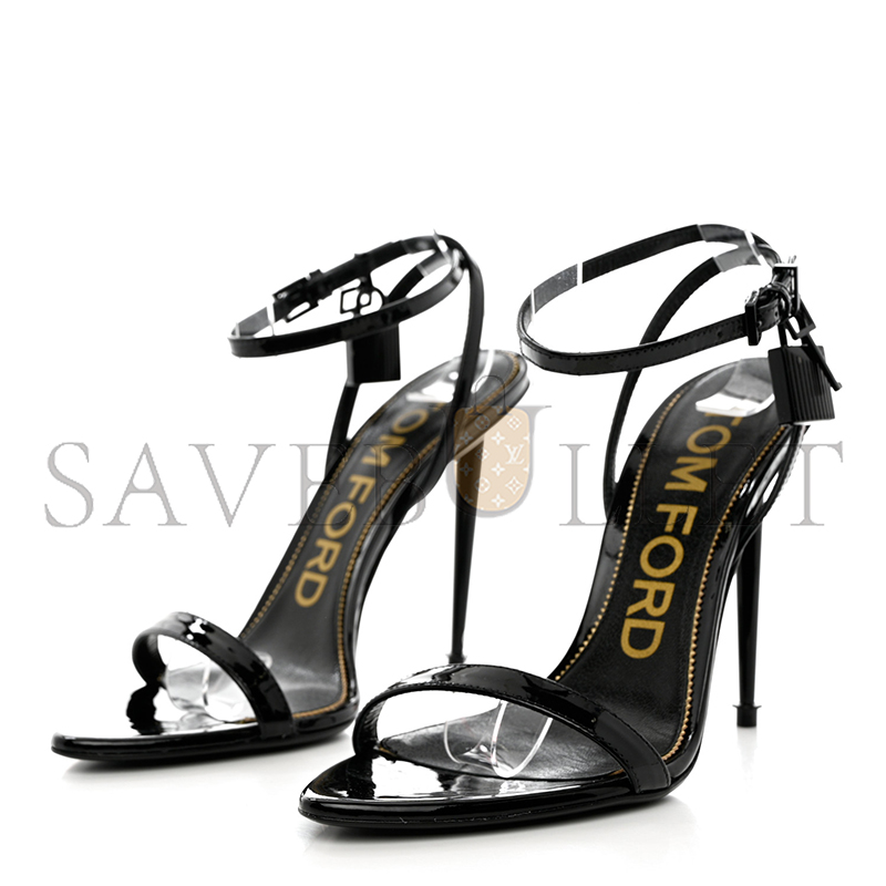 TOM FORD PATENT PADLOCK STILETTO SANDALS W2272J 